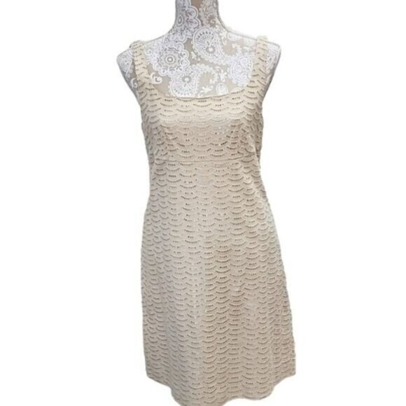 J. Crew Dress Cream Lace Overlay w/Sparkly Lining Knee Length Wedding  Women's 10